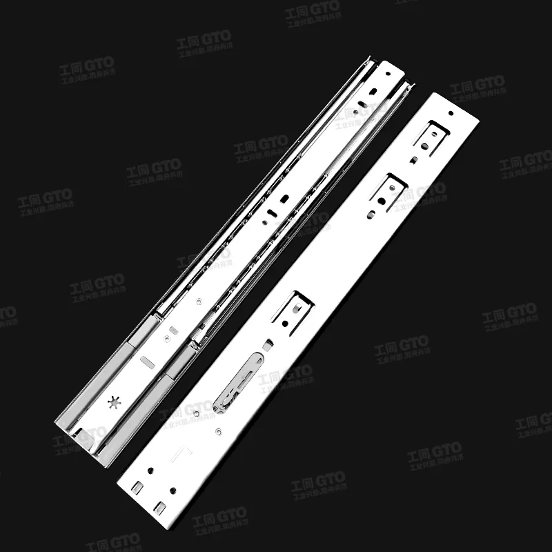304不锈钢51宽阻尼重型三节钢珠滑轨E1551S产品