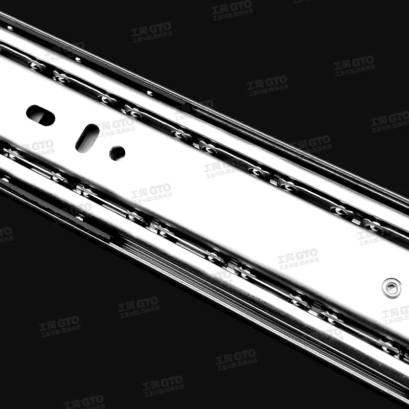 304不锈钢51宽阻尼重型三节钢珠滑轨E1551S