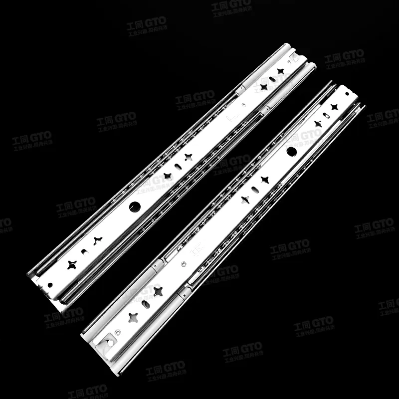 304不锈钢53宽阻尼重型三节钢珠滑轨E2053S产品