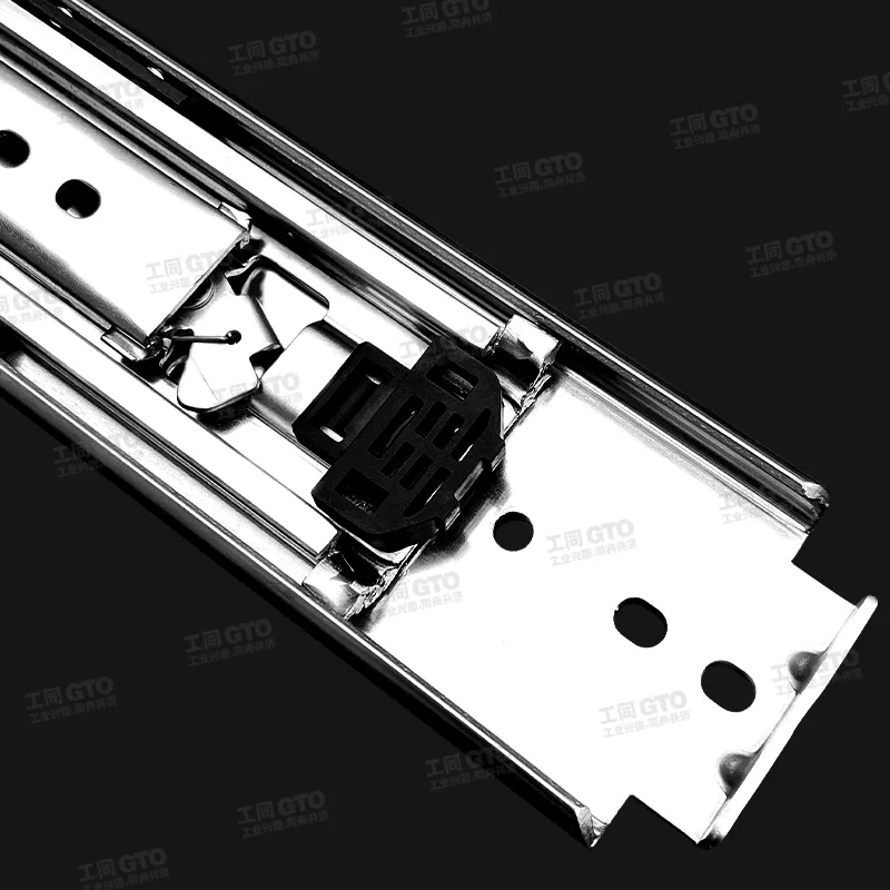 304不锈钢76宽带锁重型三节钢珠滑轨O2576S