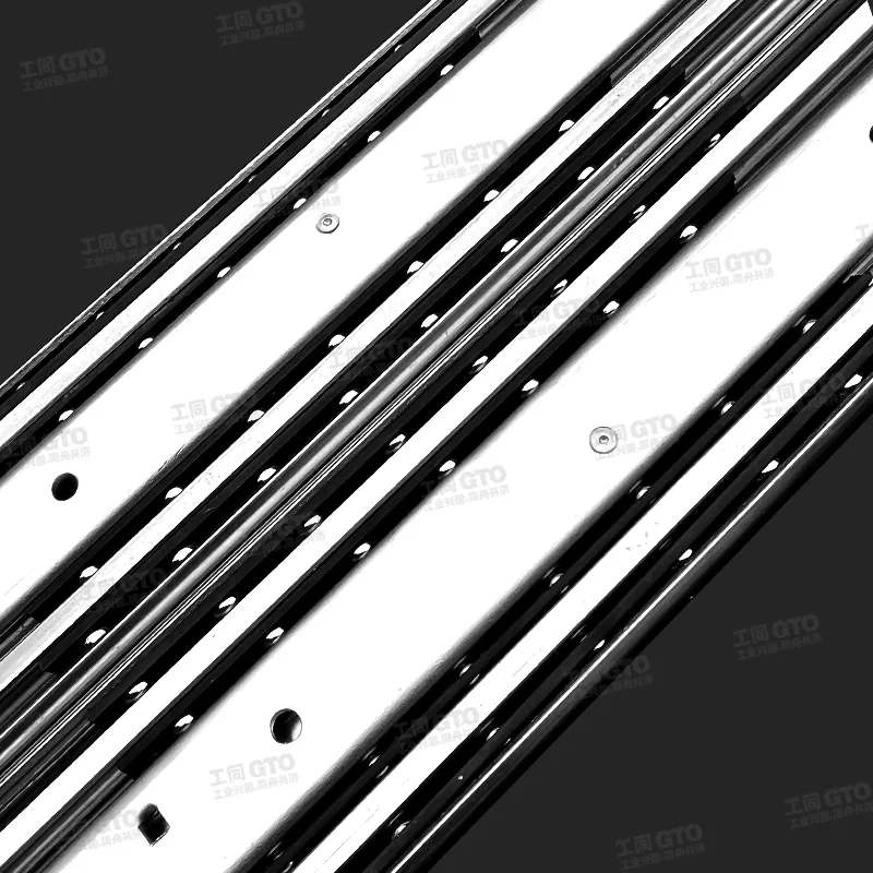 304不锈钢76宽带锁重型三节钢珠滑轨O2576S